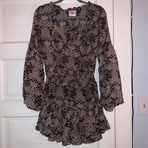 Snake Skin Ruffled Mini Dress